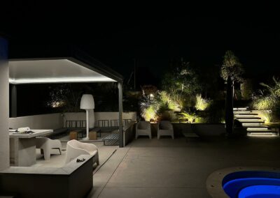 Carport pergola cuisine d'été de nuit à Juvignac Herault 34